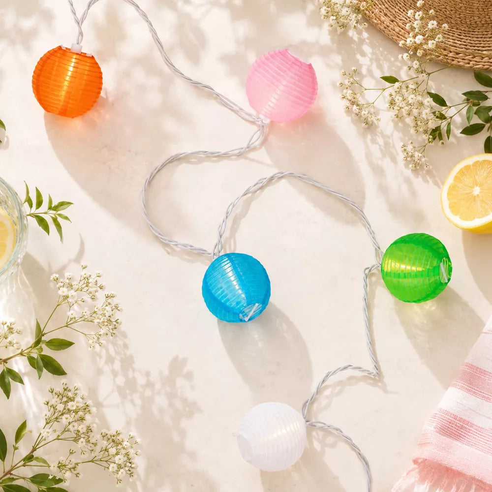 Multicolor Paper Lantern String Lights Indoor Outdoor Patio Decor