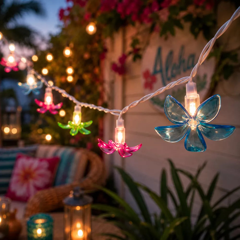 Multicolor Flower Shaped Patio String Lights Indoor Outdoor