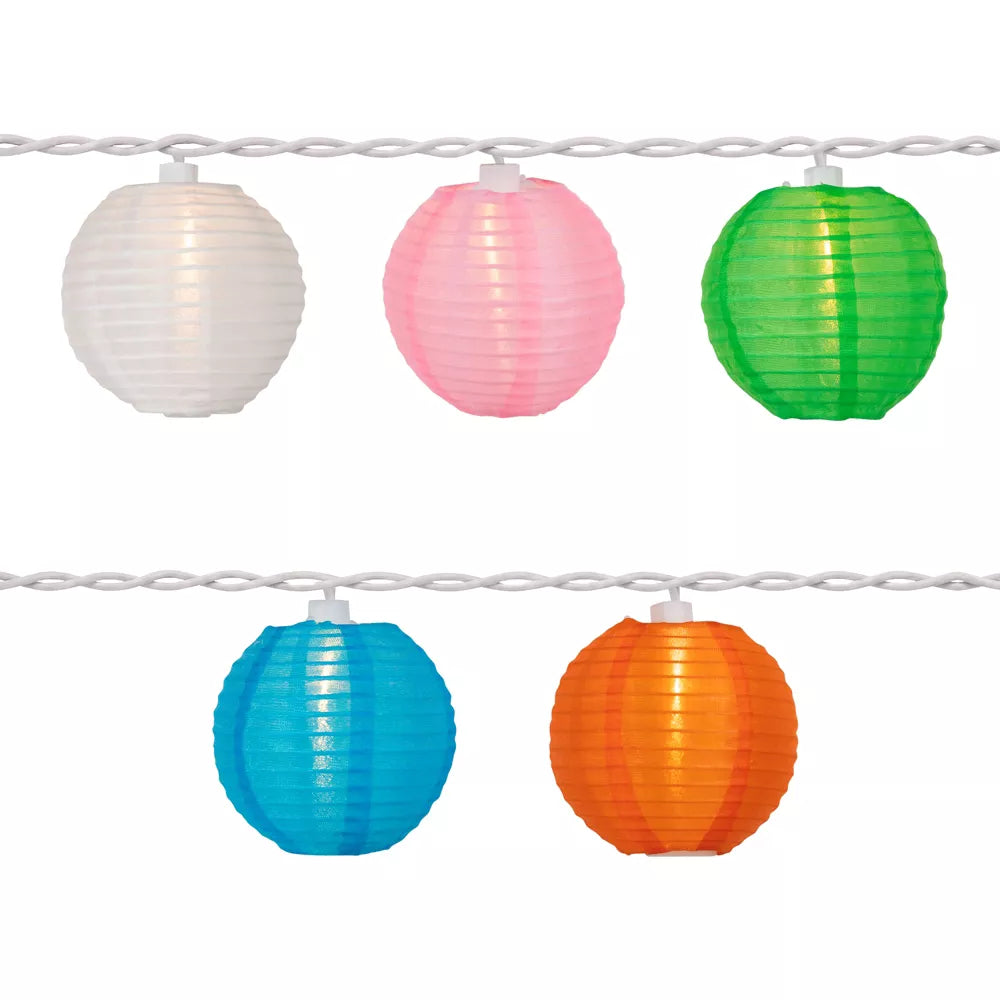 Multicolor Paper Lantern String Lights Indoor Outdoor Patio Decor